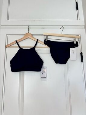 Athleta Macrame High Neck Bikini Set Navy Blue XS Paddle-board Surf NWT